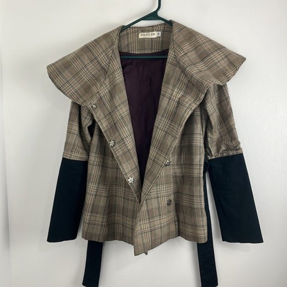 Rebecca King Plaid Belted Fall Jacket - Picture 1 of 10